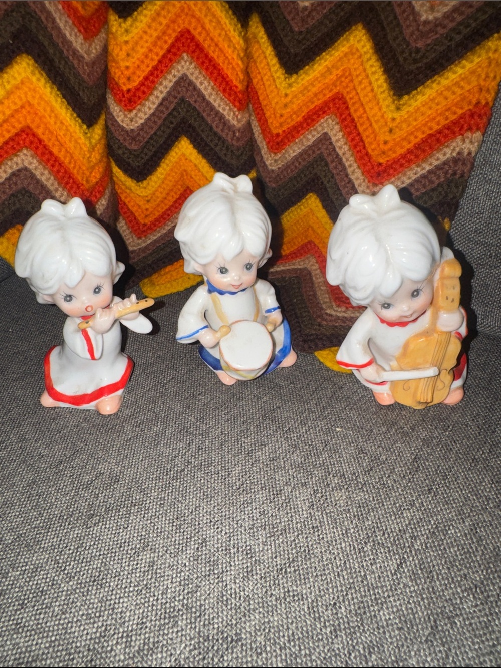 Vintage 3pc Cathay Int'l Fine Bone China Angel Musician Figurine Set